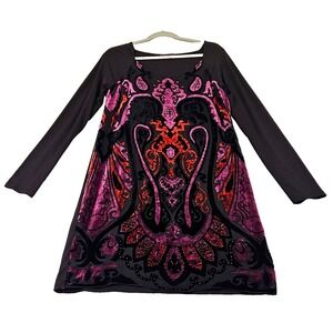 Hale Bob Silk Burnout Velvet Dress Womens Medium VIDEO Whimsigoth Fairy Grunge